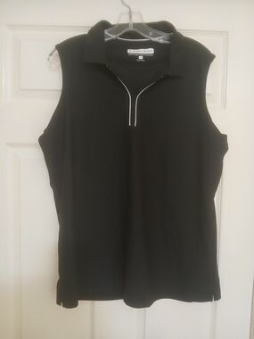 Pebble Beach Women's Black Sleeveless Golf Polo Top